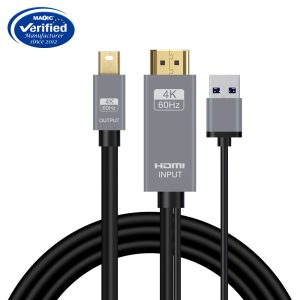 HDMI+USB TO Mini DP CABLE 4K@60HZ 1.8M