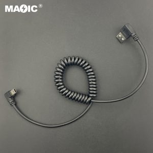 Right Angle Mini USB spring cable