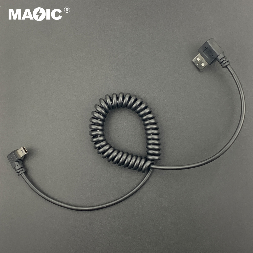 Right Angle Mini USB spring cable
