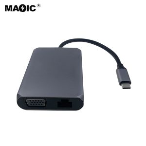 USB C HUB 7in1 HDMI 4K@30HZ+ USB3.0X1+USB2.0X2+100兆网口+PD100W