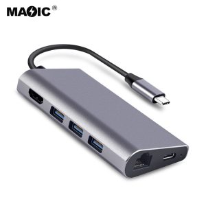USB TYPE-C TO HDMI®+USB3.0x3+SD+TF+TYPE C+LAN 8 in 1