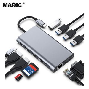 USB TYPE-C TO HDMI®+VGA+PD+SD+USBX4+Rj45 11 in 1