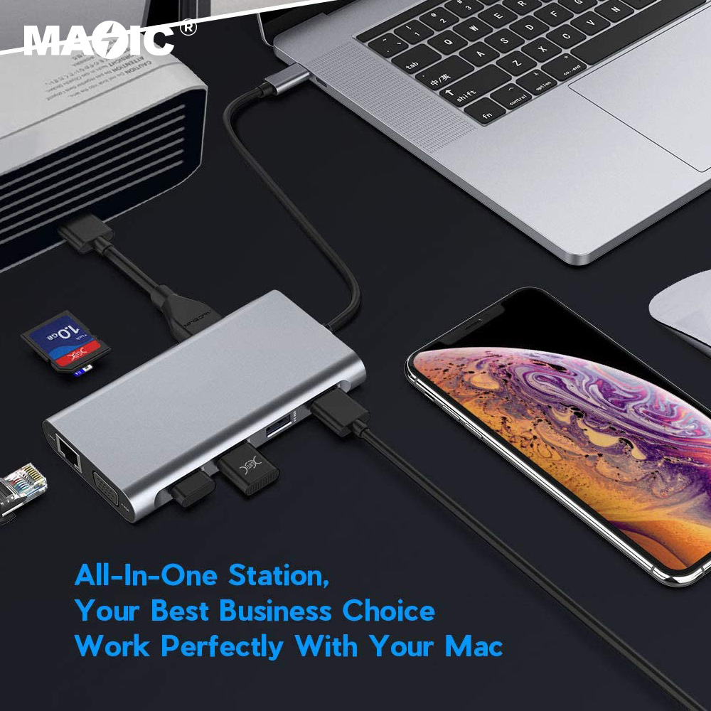 USB TYPE-C TO HDMI®+VGA+PD+SD+USBX4+Rj45 11 in 1 - 图片 2