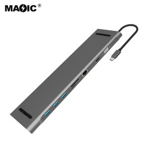 USB TYPE-C TO HDMI®+VGA+USB X3+Rj45+SD+Aux 10 in 1