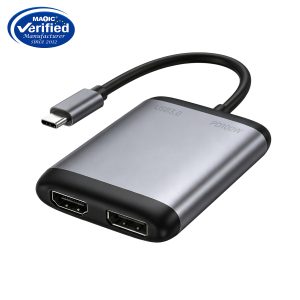 USB-C to HDMI and DP 4K60Hz Multiport Adapter with USB 3.0 and PD 100W Charging
