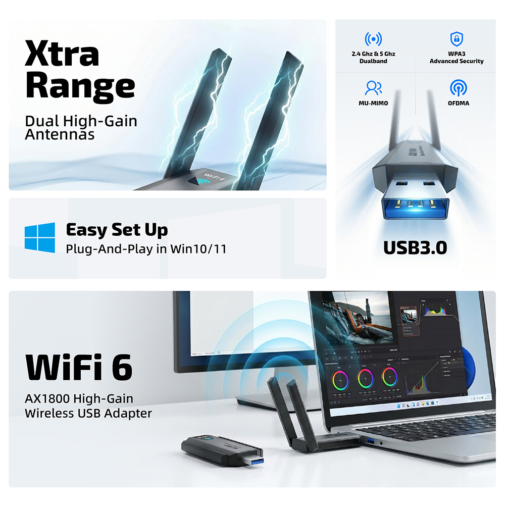 USB WiFi 6 Adapter AX1828 - 图片 5