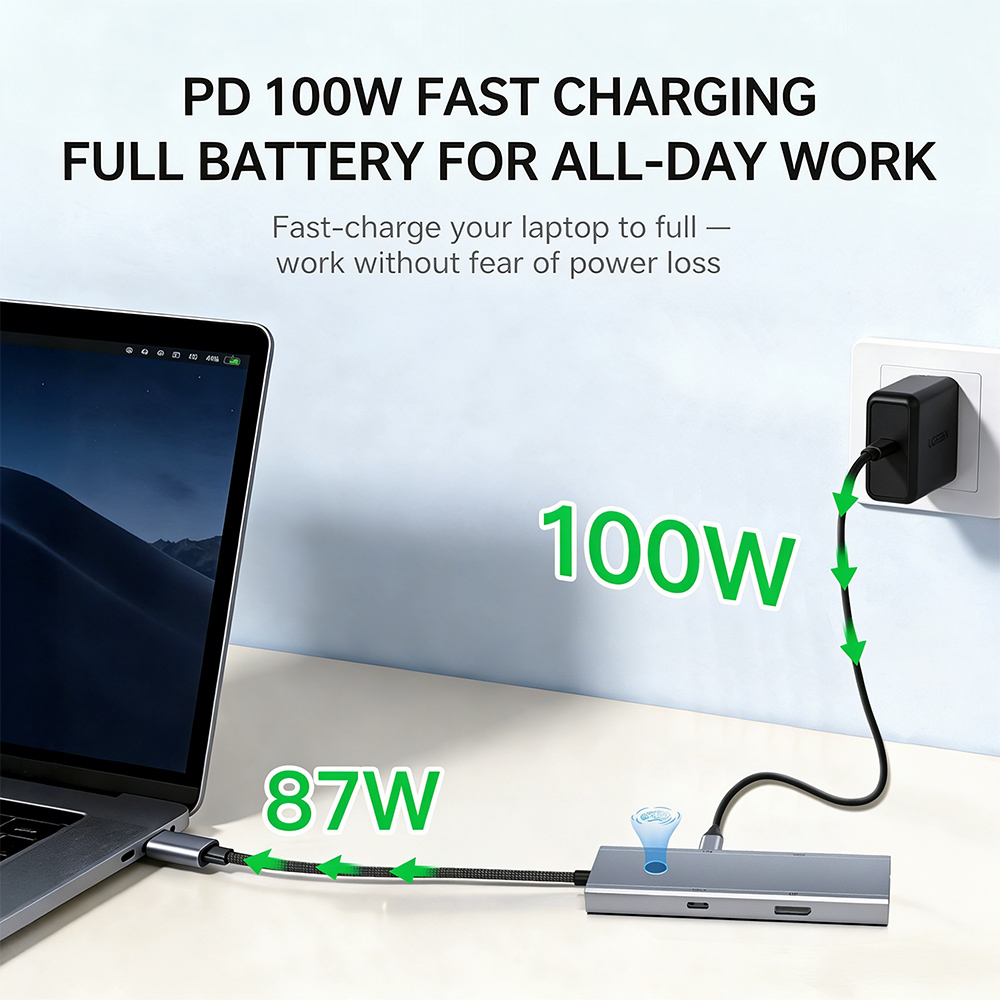 5-in-1 USB-C Hub with One-Key Screen Off Button - 图片 5