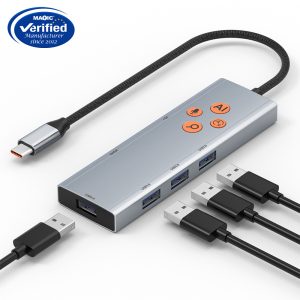 AI Smart USB-C Hub with 4K HDMI, USB 3.0 & 100W PD Charging