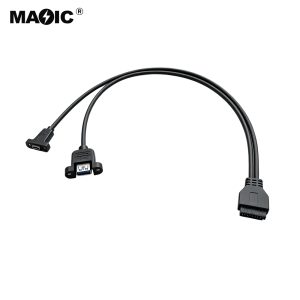 USB 3.0 Micro-B Male to Dual USB Female Panel-Mount Splitter Cable