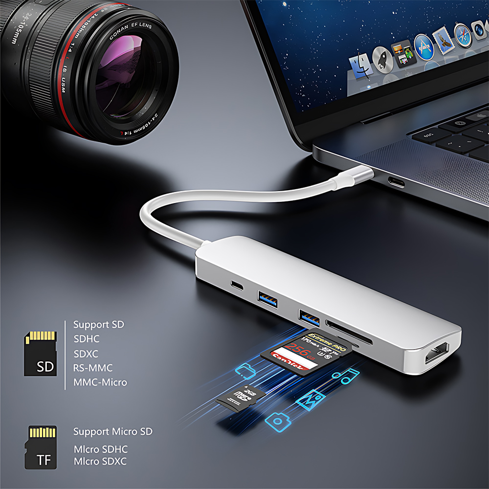 6-in-1 USB-C Hub with 4K HDMI, SD/Micro SD Card Reader & USB 3.0 Ports - 图片 4