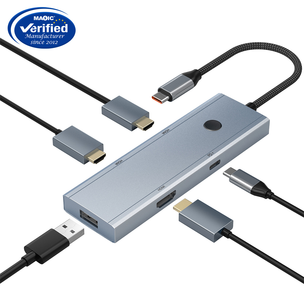 5-in-1 USB-C Hub with One-Key Screen Off Button - 图片 2